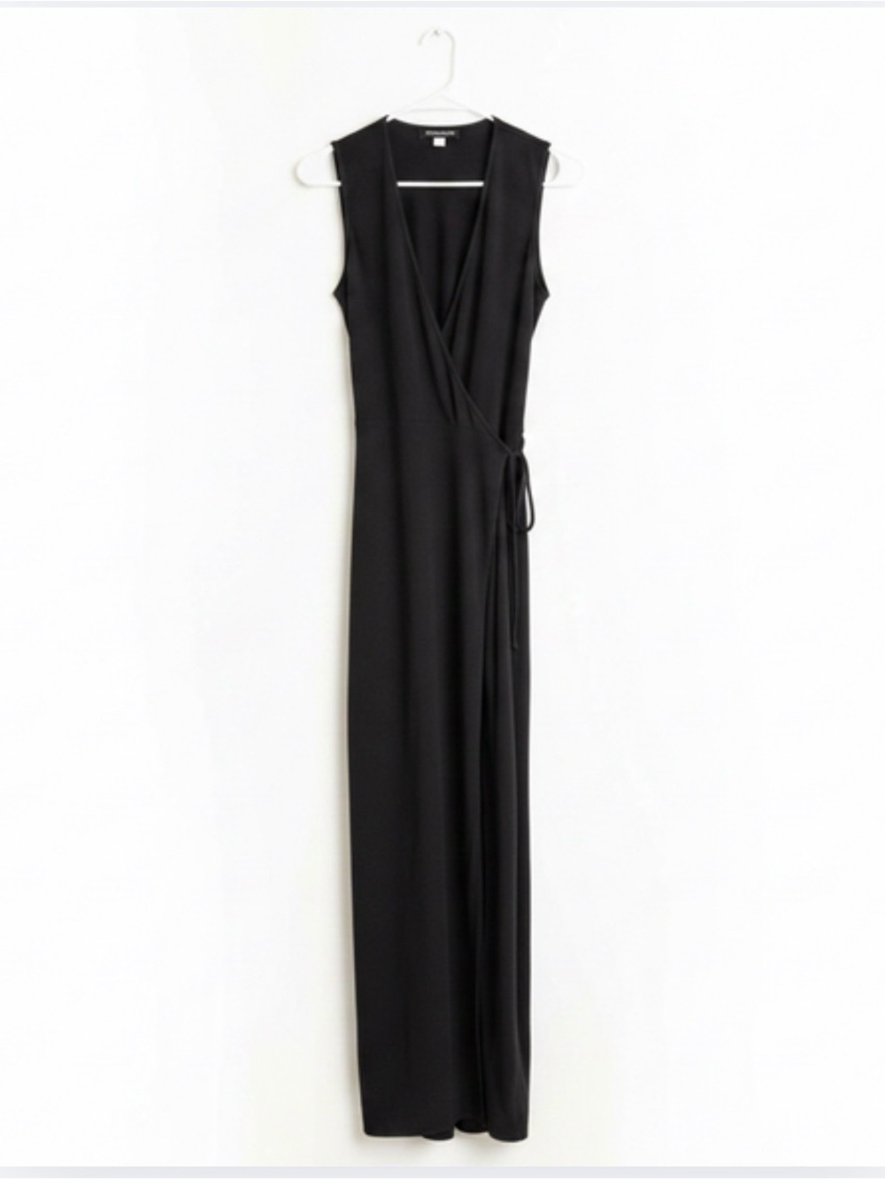 American Apparel Black Wrap Tie High Slit Maxi Dress
